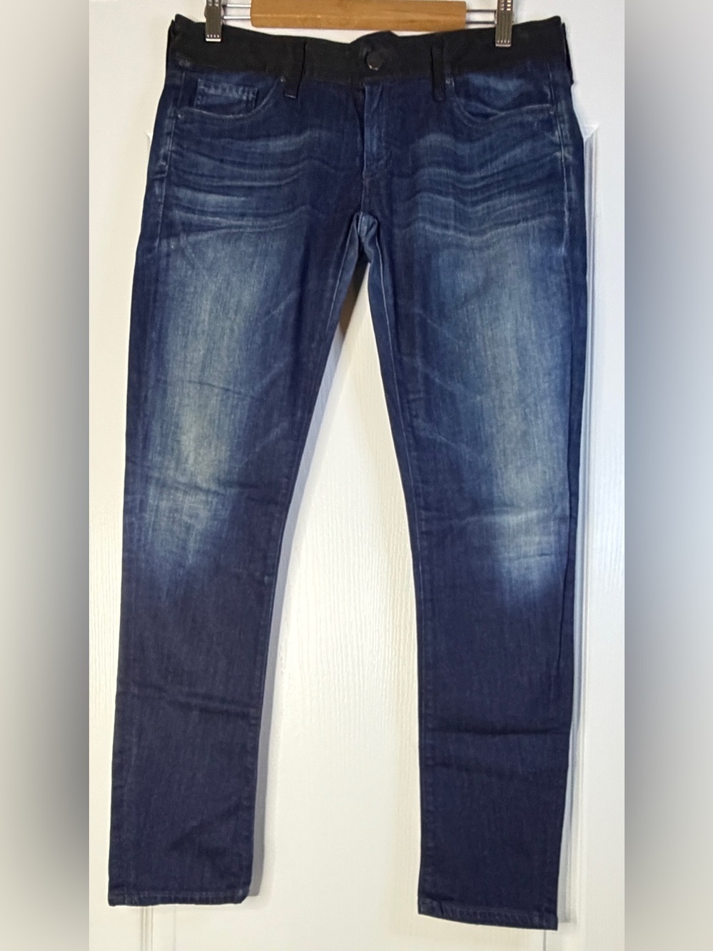Citizens of Humanity Jeans 29 Dark Indigo Slim Straight Leg Faux Leather Band